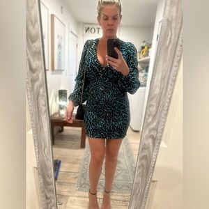 stretchy blue leopard dress lbd